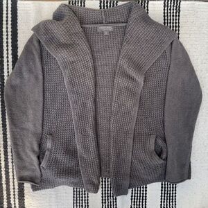 Barefoot Dreams CozyChic Lite Gray‎ Waffle Knit Cardigan Sweater Jacket M